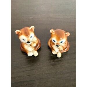 Pair Of Vintage Bone China Miniture Bears Japan 1.5"